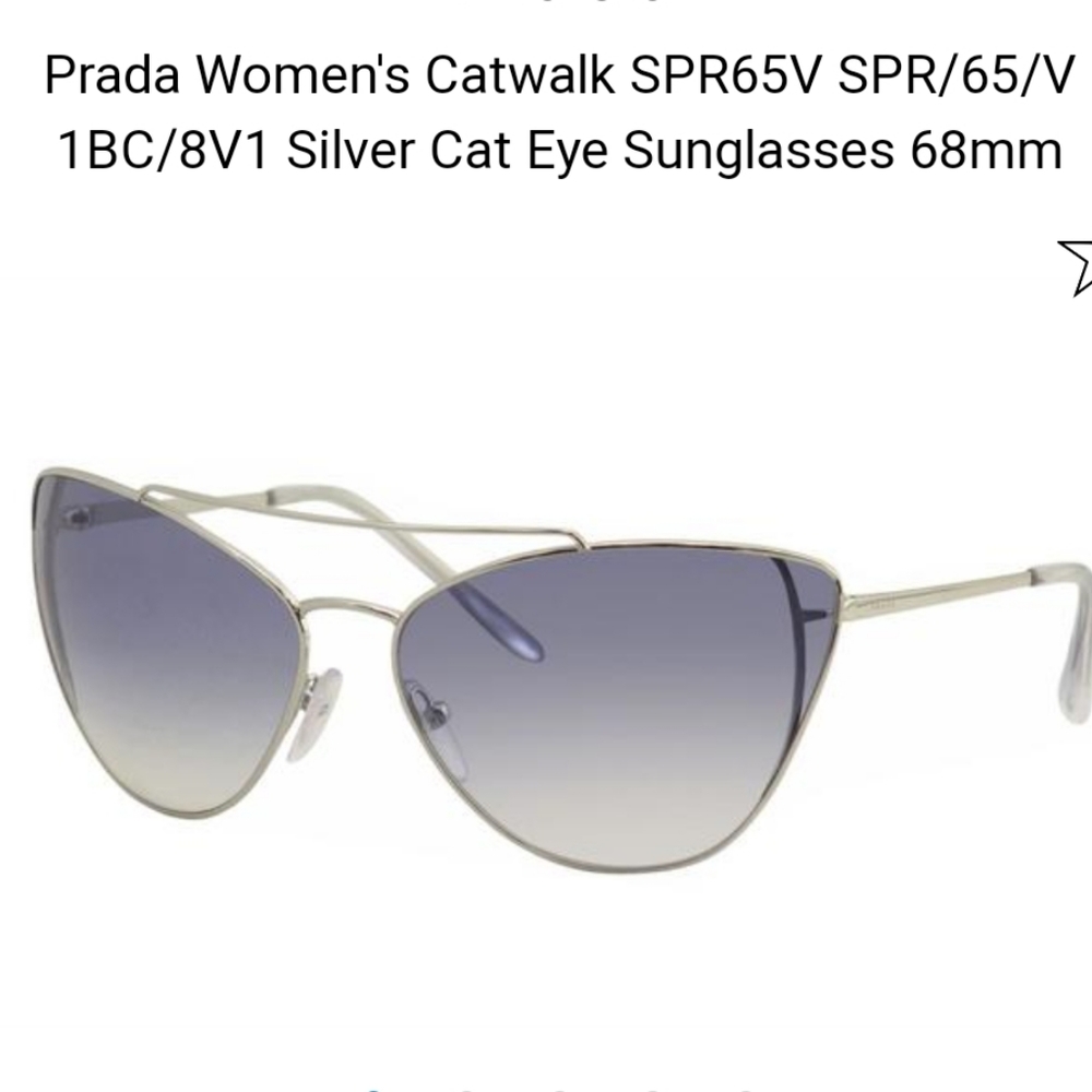 Prada SPR65V Unisex Cat Eye Modified Aviator Sunglasses Gold Metal Frame MA#4